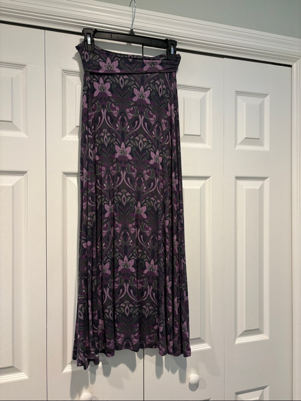 Daniel Rainn Purple Floral-Print Maxi Skirt